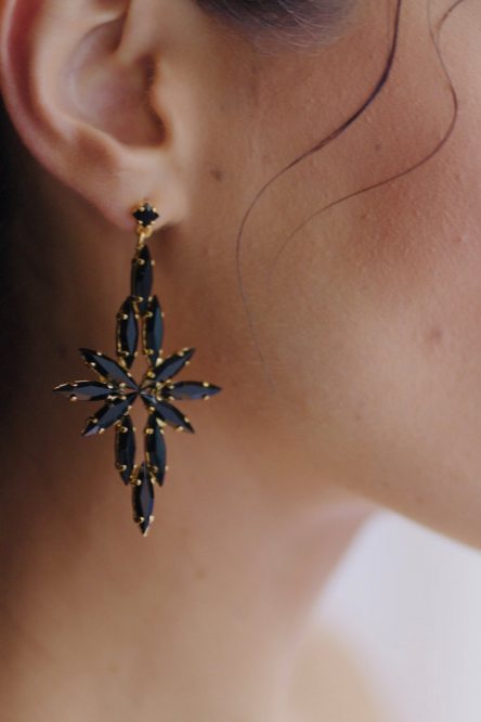 Dance earrings by The Glow Jewelry model Alex Stud Black/Yellow Gold