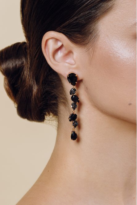 Dance earrings by The Glow Jewelry model Drop Stud Black/Yellow Gold