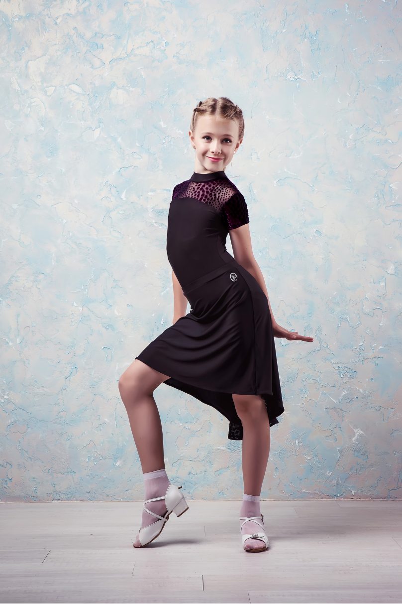 Ballroom latin dance skirt for girls by Grand Prix clothes style SHS5H27 Kids/Fuchsia