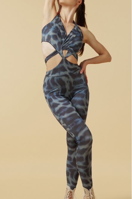 Женский комбинезон для бальных танцев от бренда Grand Prix clothes модель YUKI BHU02xx/Wild Blue