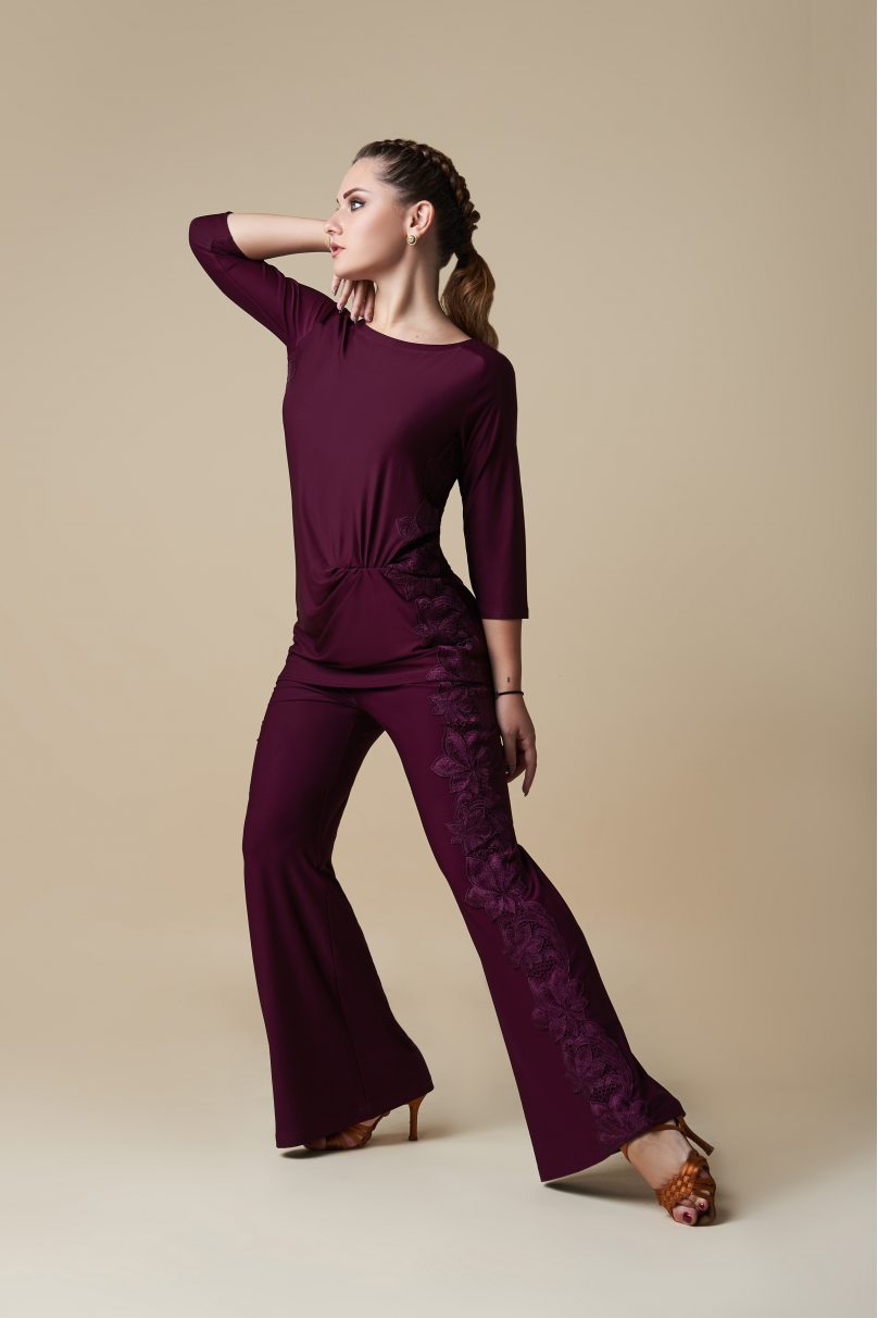 Women's ballroom dance pants by Grand Prix clothes style KVP20xx/Marsala