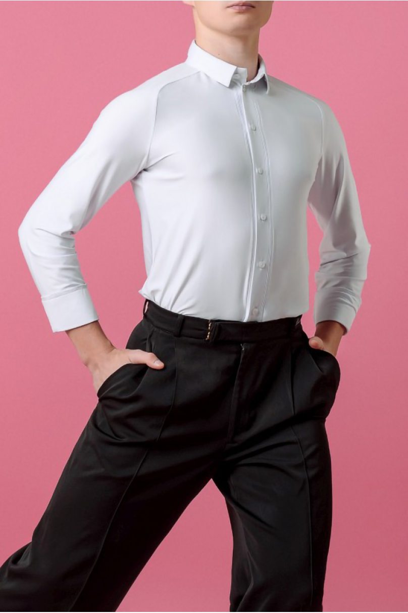 Мужская рубашка для бальных танцев стандарт от бренда Grand Prix clothes модель MBBP51R White
