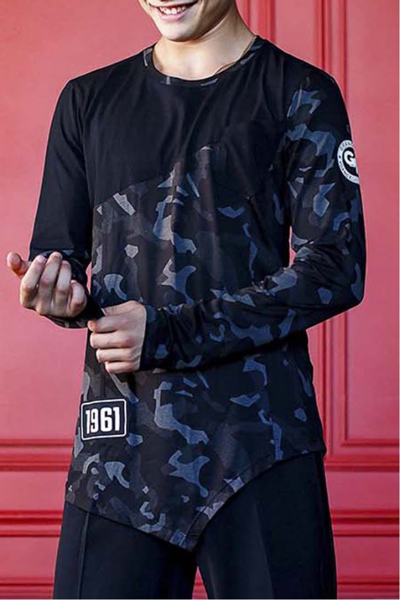 Мужская футболка для бальных танцев латина от бренда Grand Prix clothes модель LCT04xx Military Grey