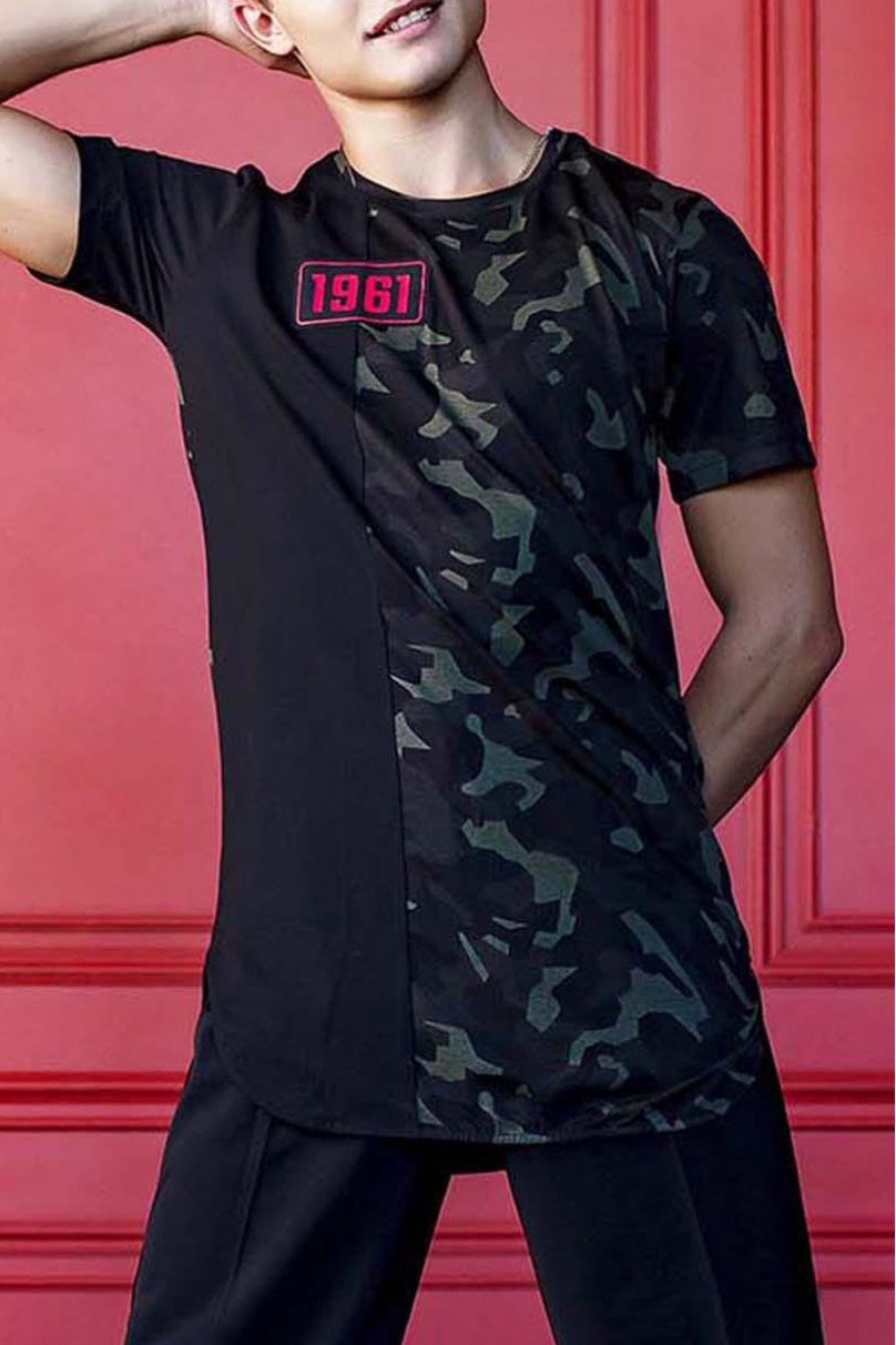 Мужская футболка для бальных танцев латина от бренда Grand Prix clothes модель LCT02xx Smoky Khaki
