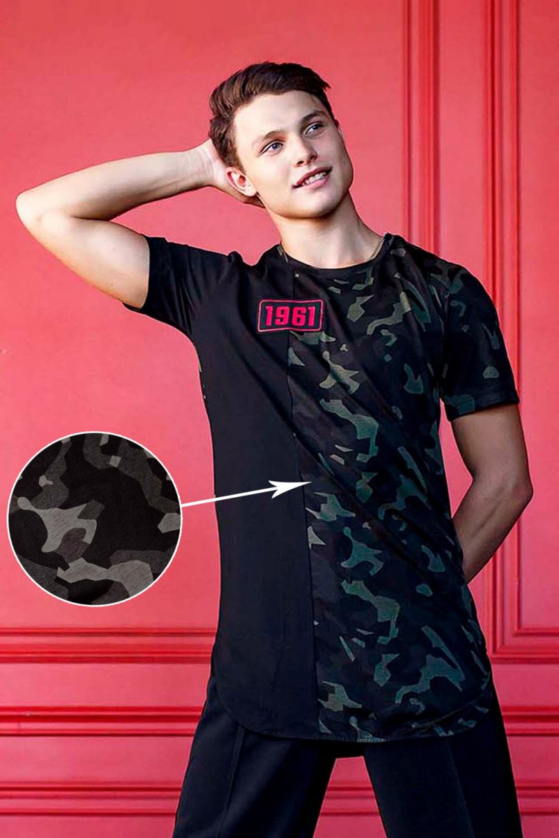 Мужская футболка для бальных танцев латина от бренда Grand Prix clothes модель LCT02xx Military Grey