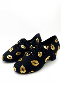 Ladies practice teaching dance shoes by Grand Prix style PRRNT3B Gold Lips