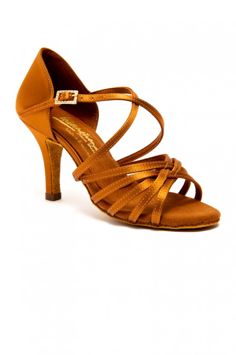 Latin Dance Shoes by International Dance Shoes style Flavia - Tan Satin