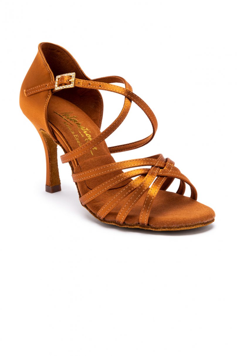 Latin Dance Shoes by International Dance Shoes style Flavia - Tan Satin
