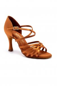Latin Dance Shoes by International Dance Shoes style Flavia - Tan Satin