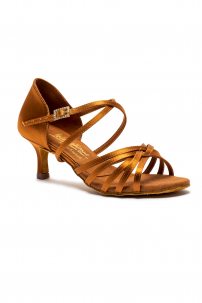 Latin Dance Shoes by International Dance Shoes style Flavia - Tan Satin