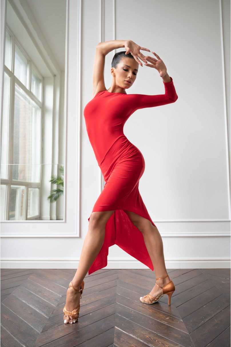 Платье для бальных танцев для латины от бренда PRIMABELLA модель Dress COQUILLE RED