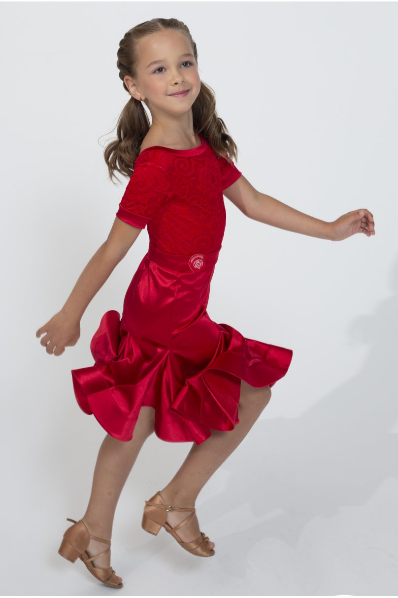 Ballroom dance competition dress for girls by PRIMABELLA product ID Платье ROUGE KID