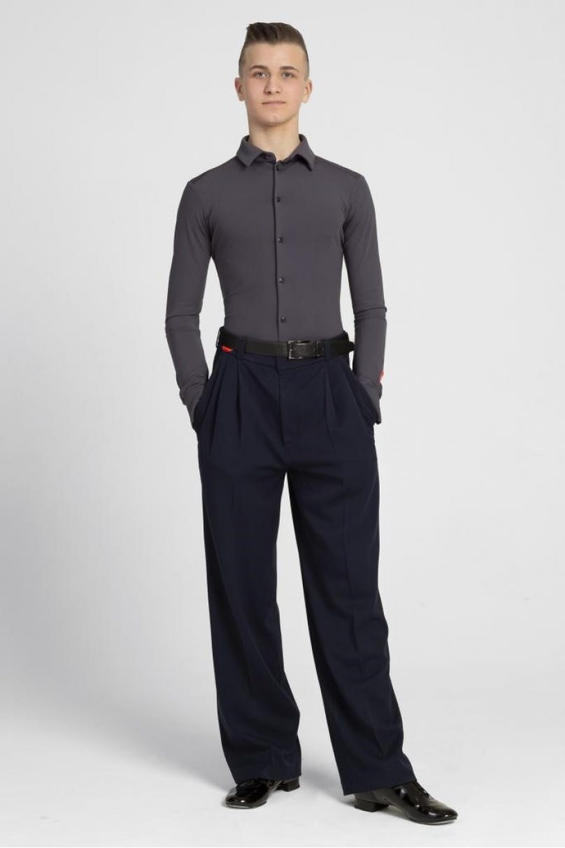 Mens ballroom dance trousers by PRIMABELLA style Брюки FOLD BLUE