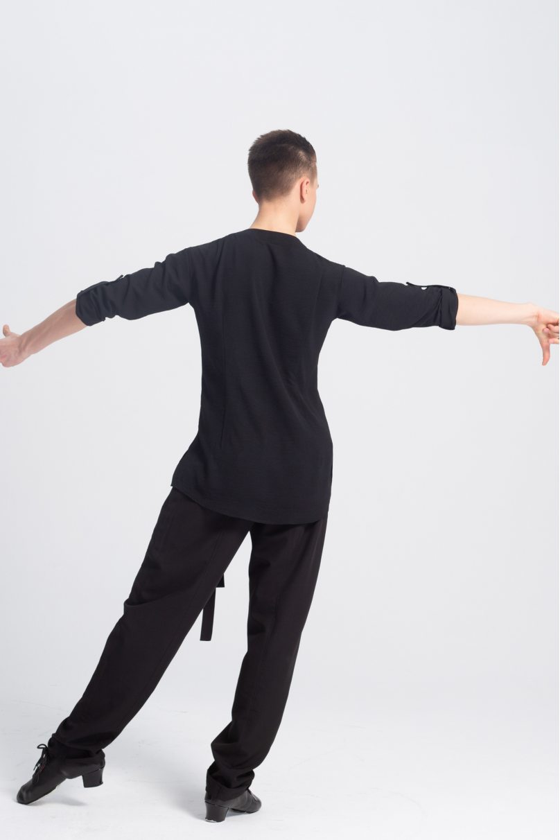 Мужская рубашка для бальных танцев латина от бренда PRIMABELLA модель Рубашка CORDONES NERO