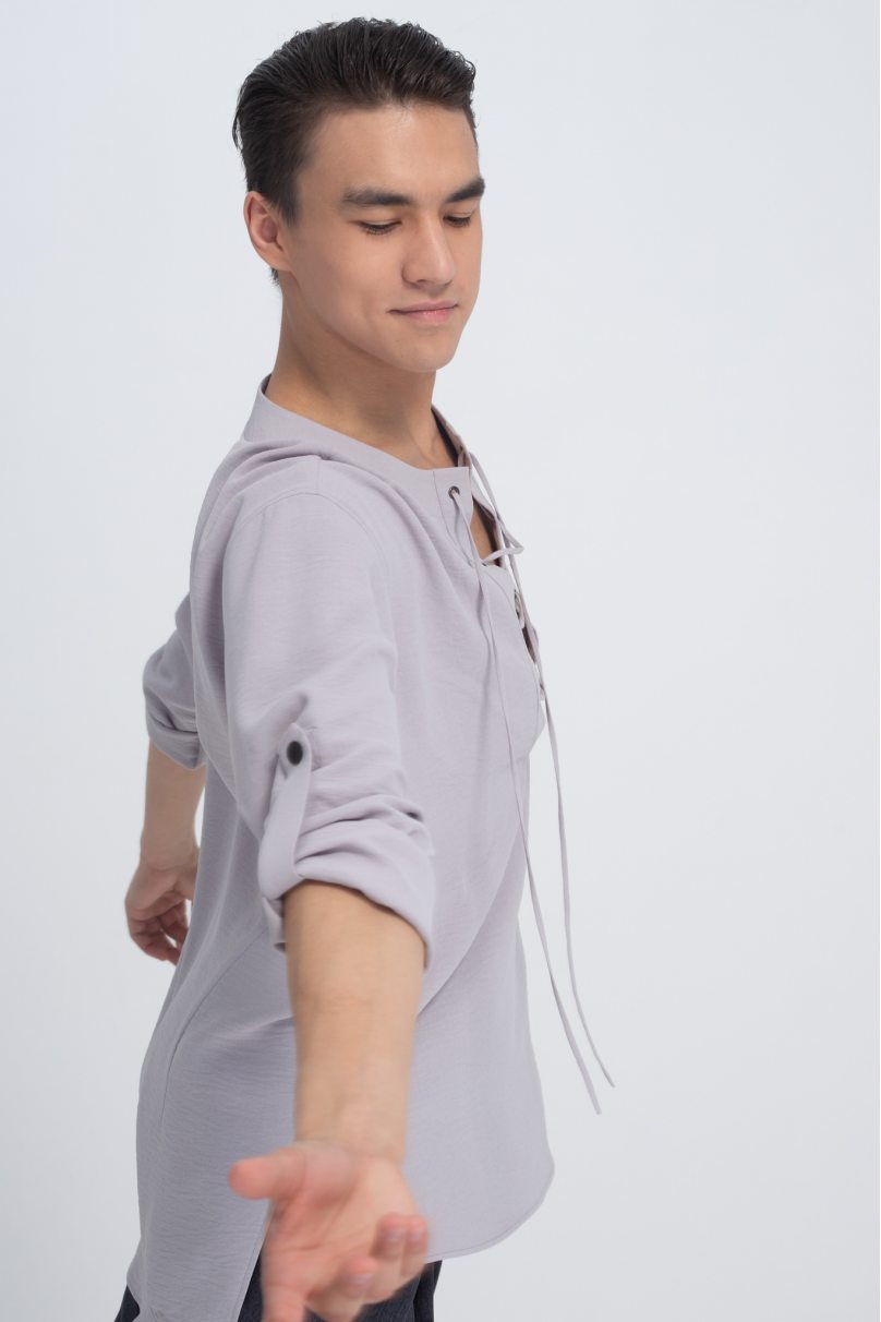Чоловіча сорочка для бальних танців латина від бренду PRIMABELLA модель Рубашка CORDONES GREY