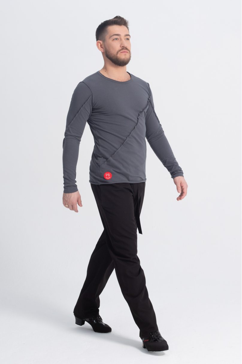 Чоловіча сорочка для бальних танців латина від бренду PRIMABELLA модель Кофта ASSIMETRIA GREY