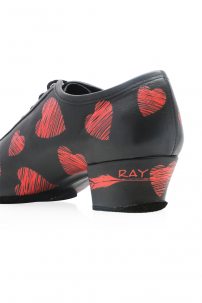 Style 415 Solstice Black Leather with Heart Print Practice Dance Shoes