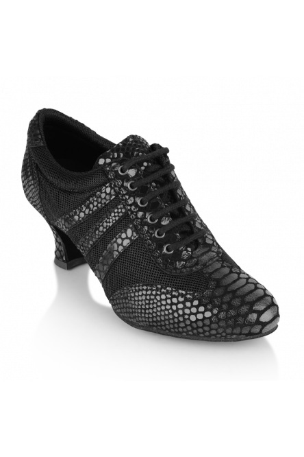 Style 418  Tiber Black Croc/Black Mesh Practice Dance Shoes
