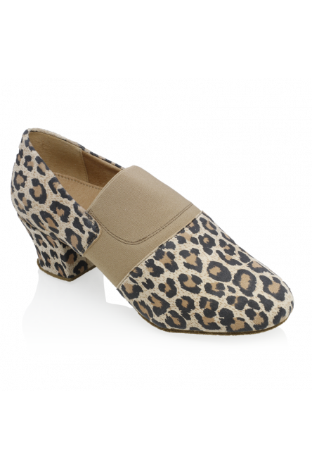 Style 419  Luna Leopard Print Leather/Elastic Practice Dance Shoes