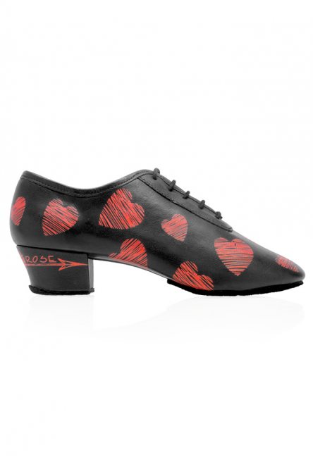 Style 415 Solstice Black Leather with Heart Print Practice Dance Shoes