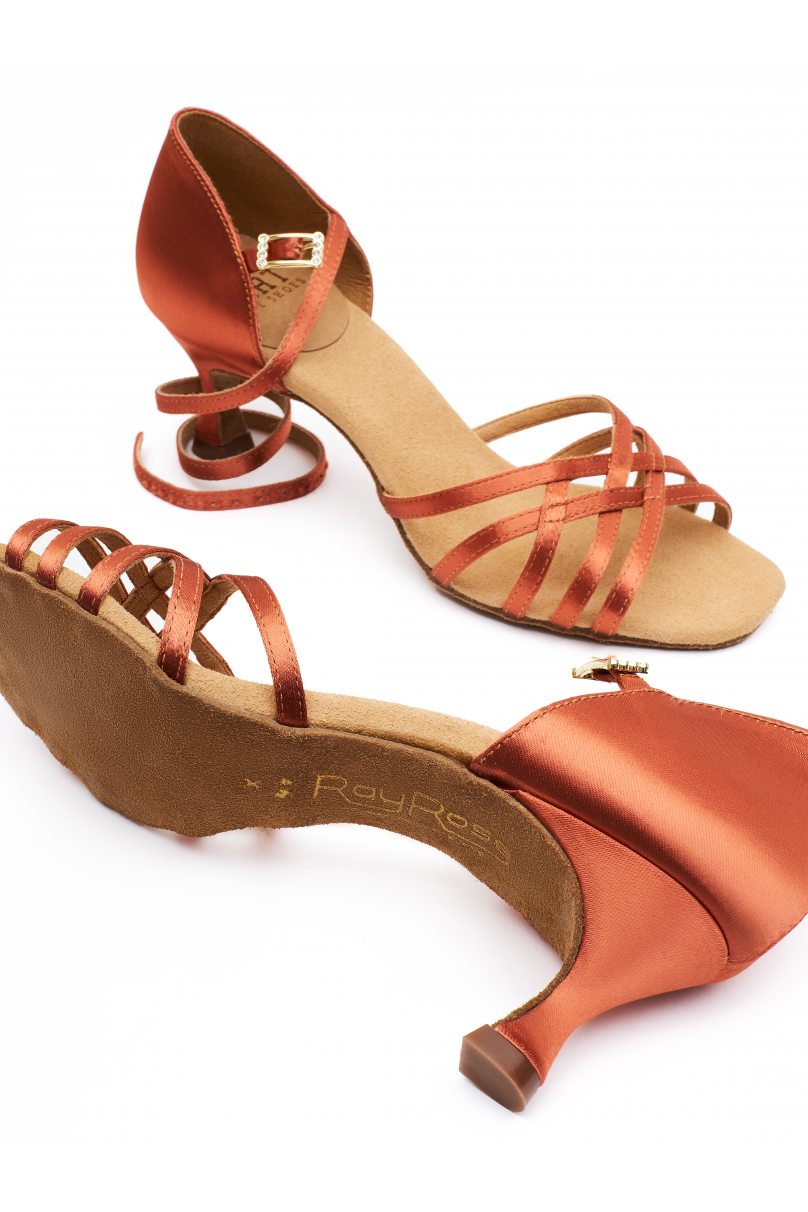 Женские туфли для бальных танцев латина от бренда Ray Rose модель H860XLTAN SATIN U/F Dark Tan