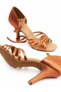 Ladies latin dance shoes by Ray Rose style 869XLIGHT TAN SATIN U/F