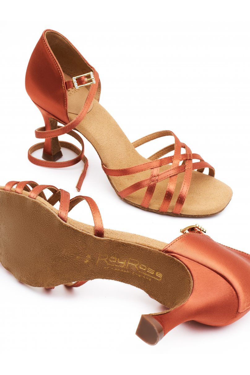 Жіночі туфлі для бальних танців латина від бренду Ray Rose модель H860XLTAN SATIN U/F Dark Tan