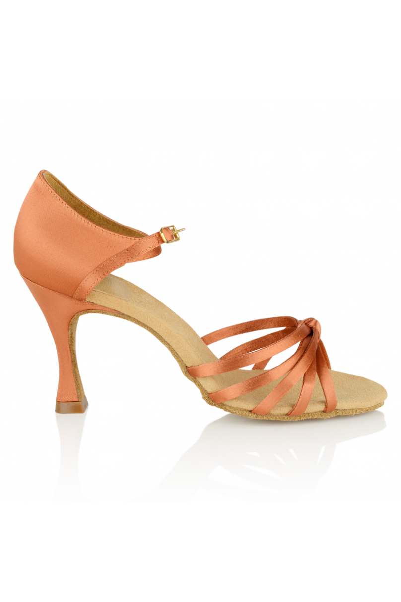 Ladies latin dance shoes by Ray Rose style 825XDTAN SATIN U/F