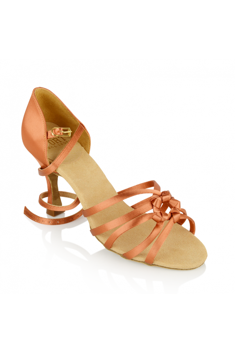 829-X  - Cloudburst Dark Tan Satin Ladies Latin Dance Shoes