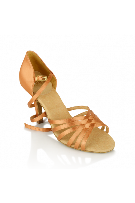 865 - Selene Light Tan Satin Ladies Latin Dance Shoes
