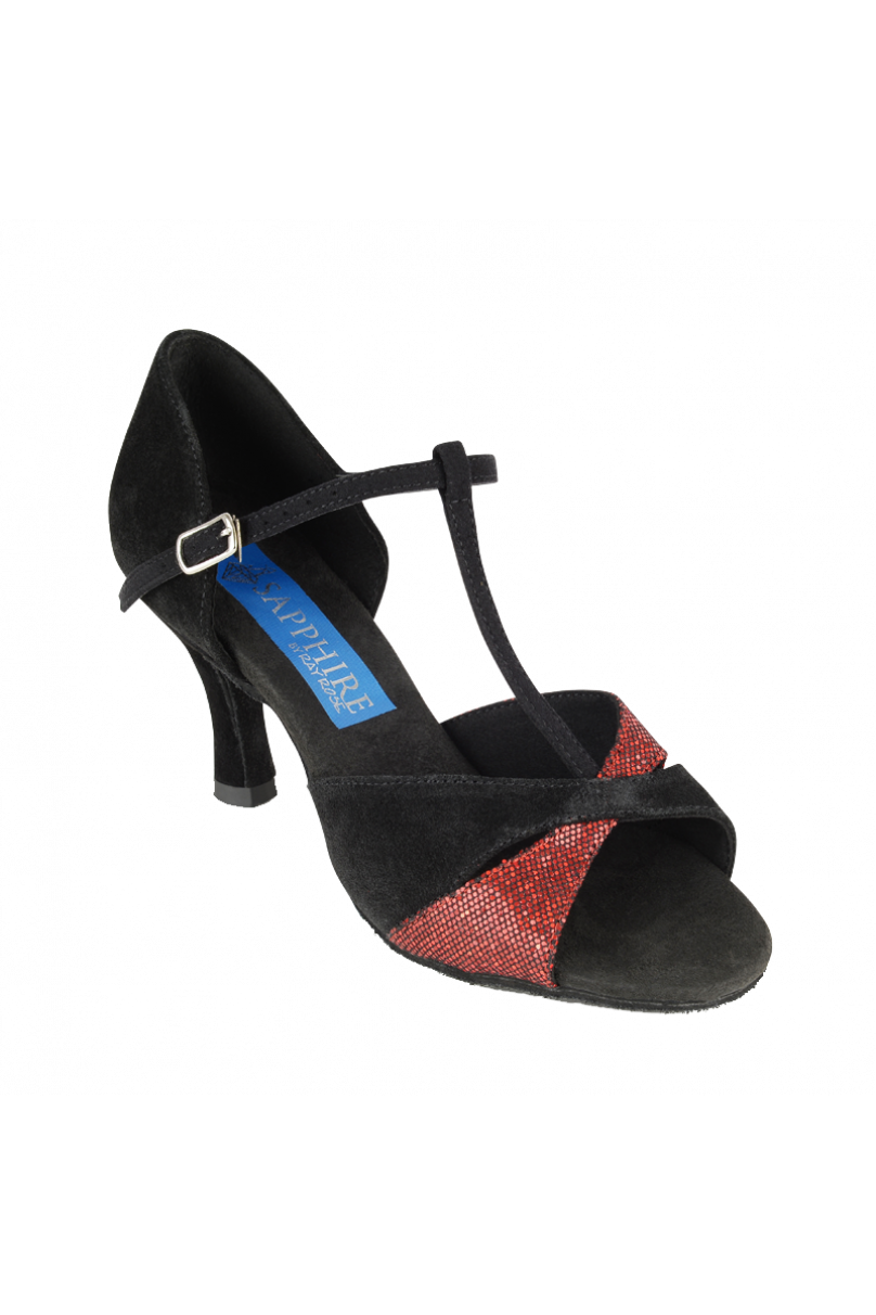 Gemini - Black Suede/Red Lustre Ladies Latin Dance Shoes