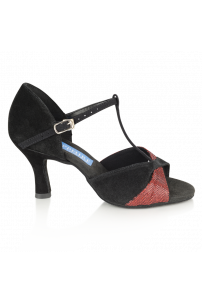Gemini - Black Suede/Red Lustre Ladies Latin Dance Shoes
