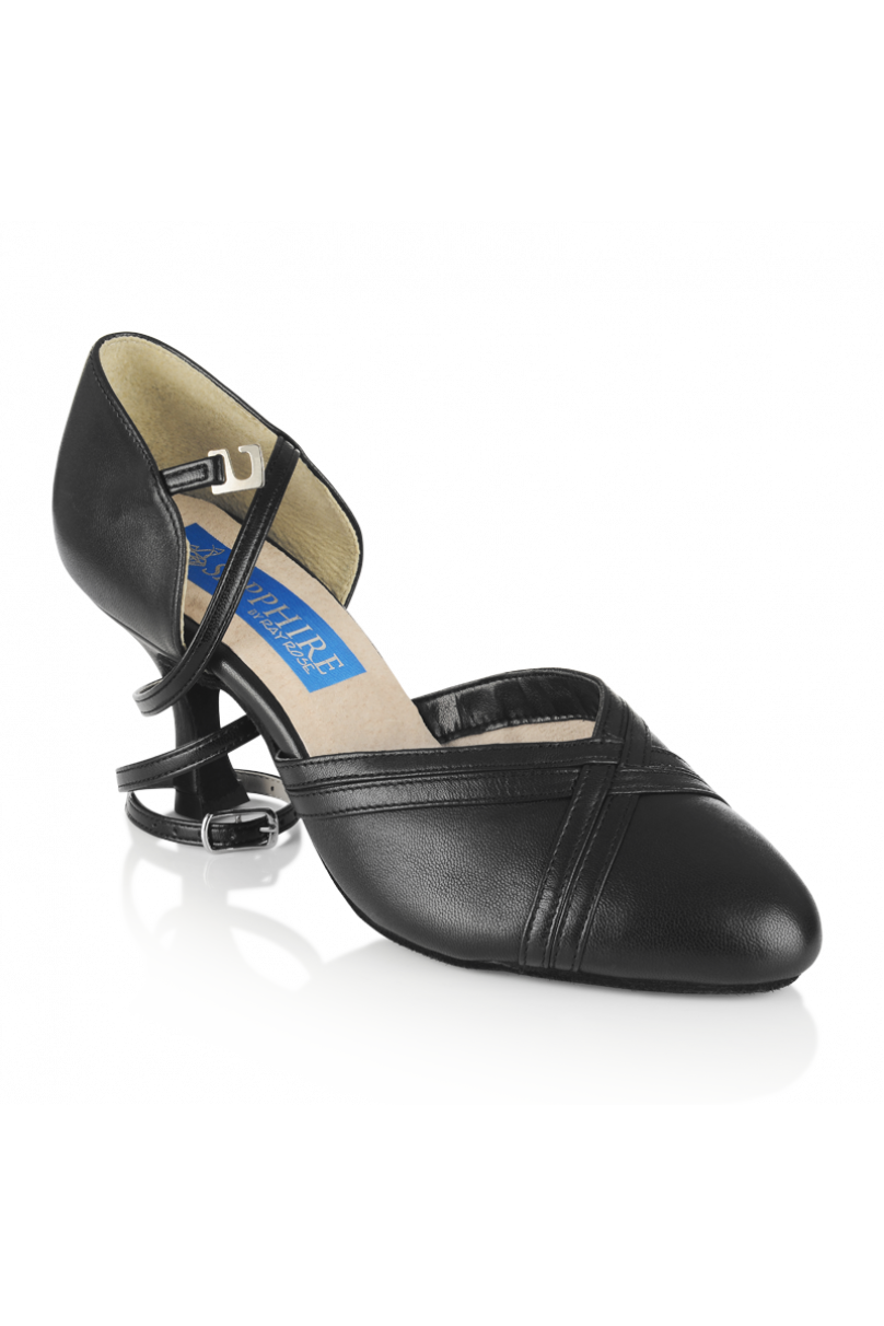 Geranium - Black Leather Ballroom dance shoes