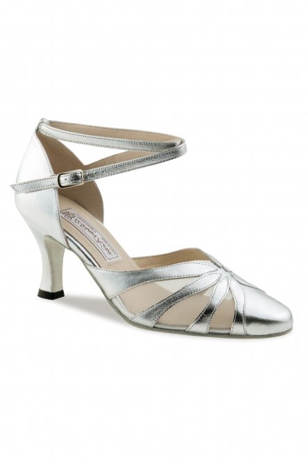 Women's Social Dance Shoes LINDA Chevro silver