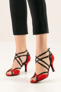 Social dance shoes Werner Kern model Cosima/Suede red/Shimmering suede black