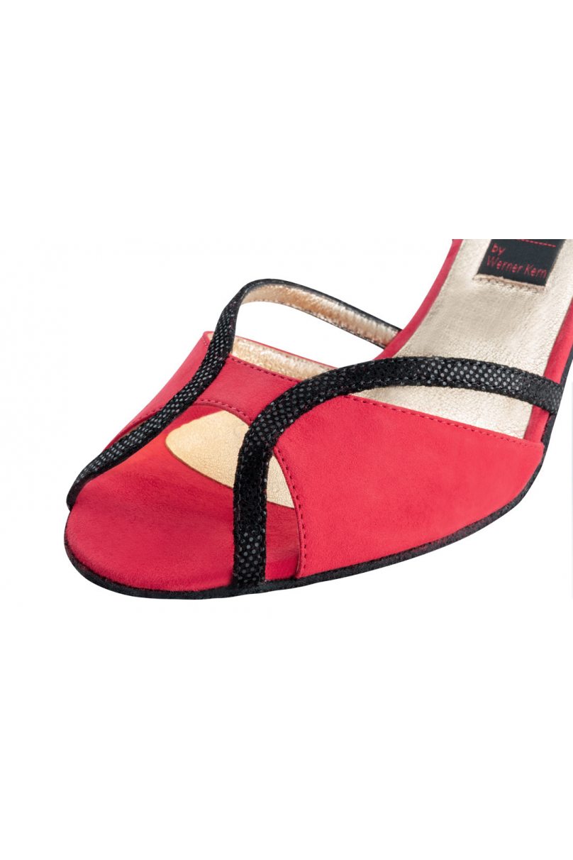 Social dance shoes Werner Kern model Cosima/Suede red/Shimmering suede black