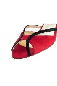 Женские туфли Cosima LS/Suede red/Shimmering suede black для аргентинского танго, сальсы, бачаты от Werner Kern