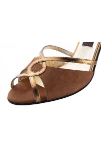 Social dance shoes Werner Kern model Helen/Suede brown/Nappa leather copper