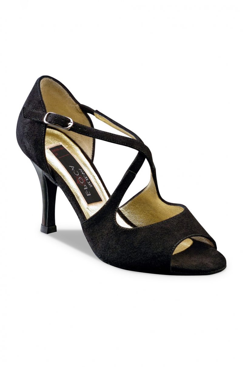 Women's dance shoes Martha/Suede/Patent leather black for Argentine tango, salsa, bachata by Werner Kern