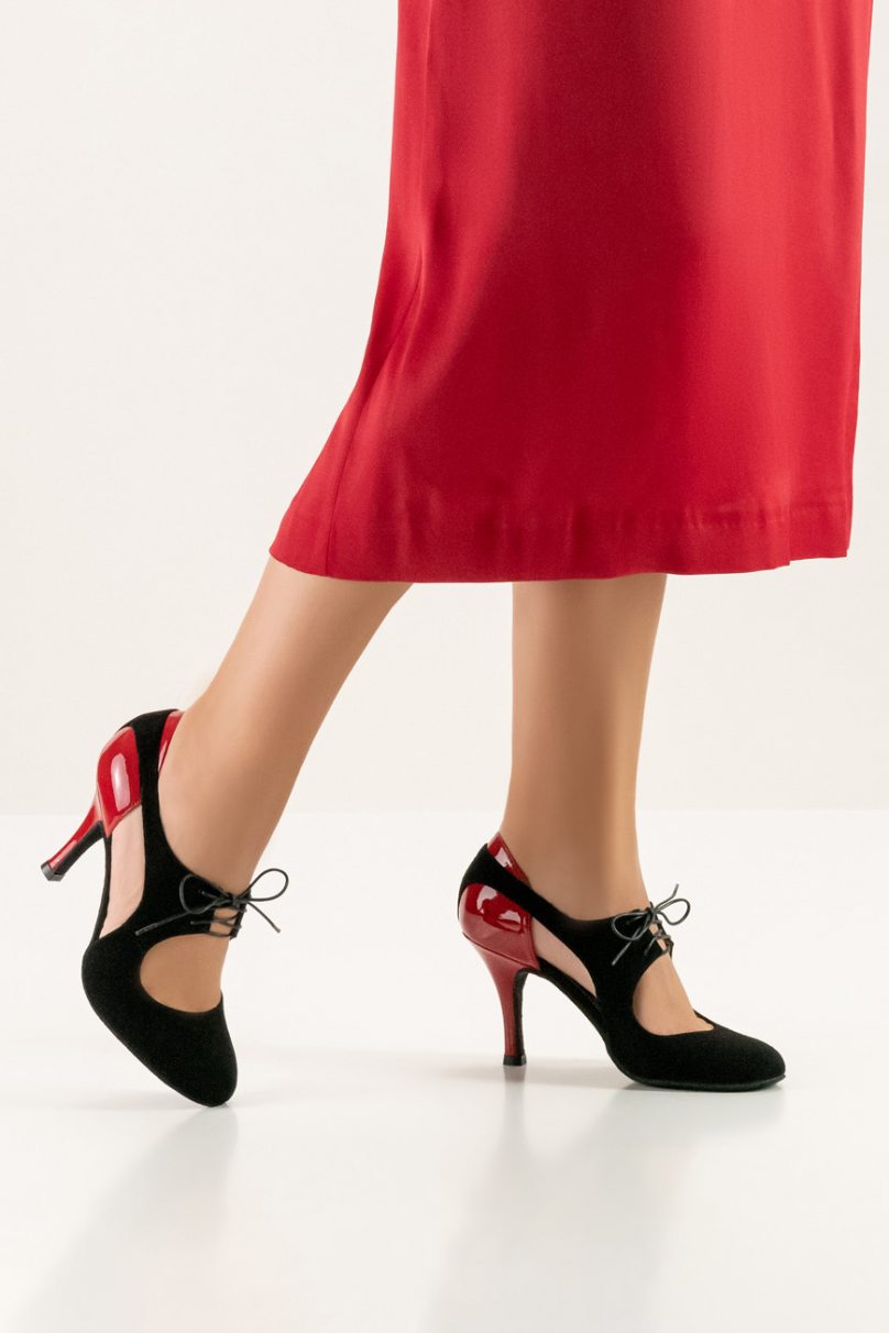 Social dance shoes Werner Kern model Talia/Suede black/Patent leather red