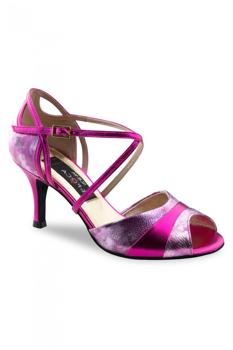 Ladies latin dance shoes by Werner Kern style Mary/Chevro fuchsia multi