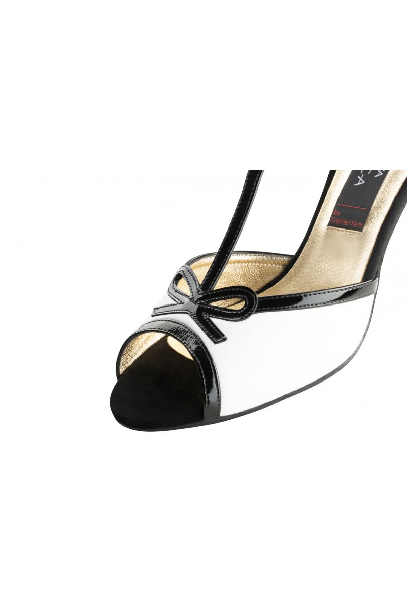 Social dance shoes Werner Kern model Paloma/Nappa leather white/Patent leather black