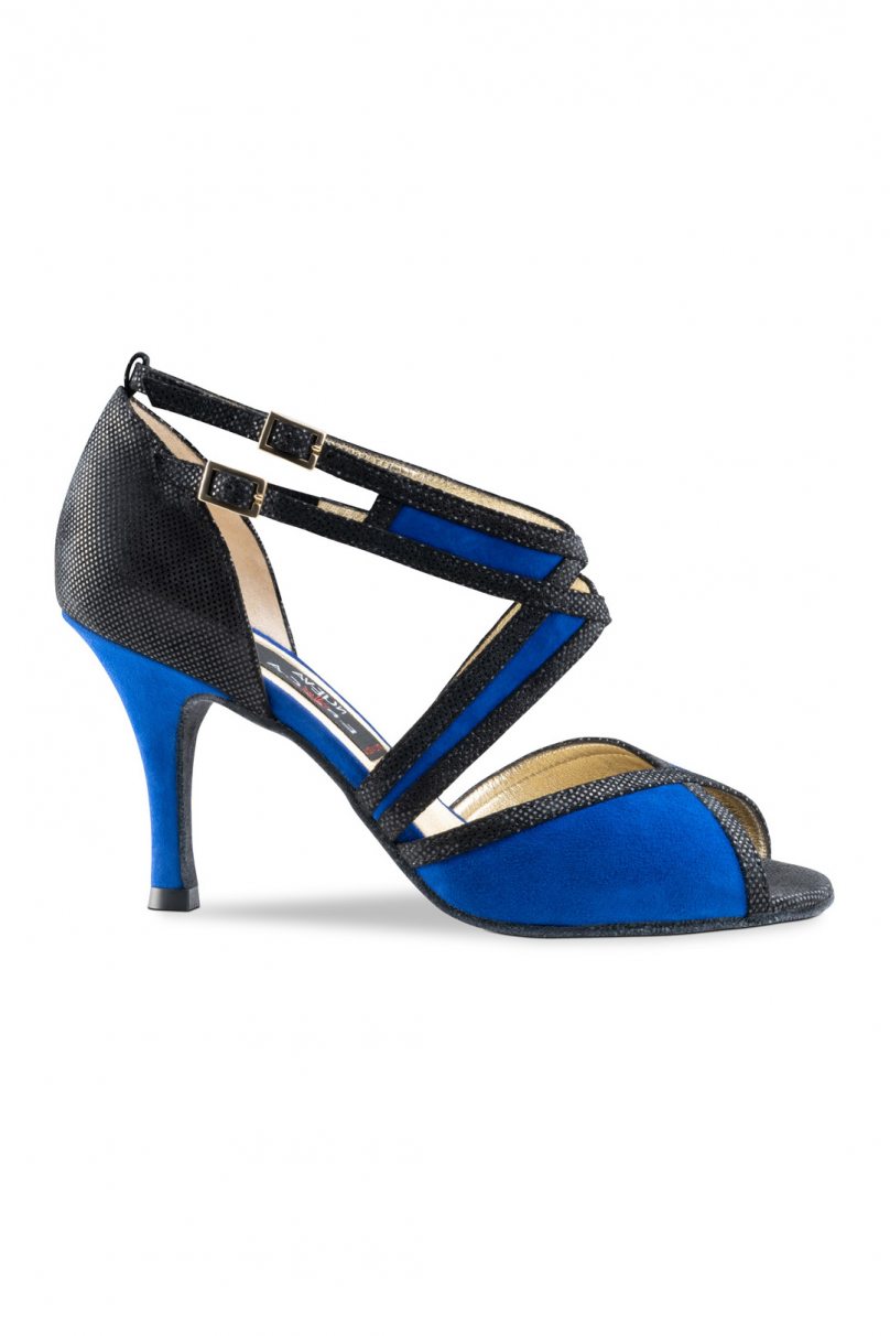 Social dance shoes Werner Kern model Paola/Suede blue/Shimmering suede black