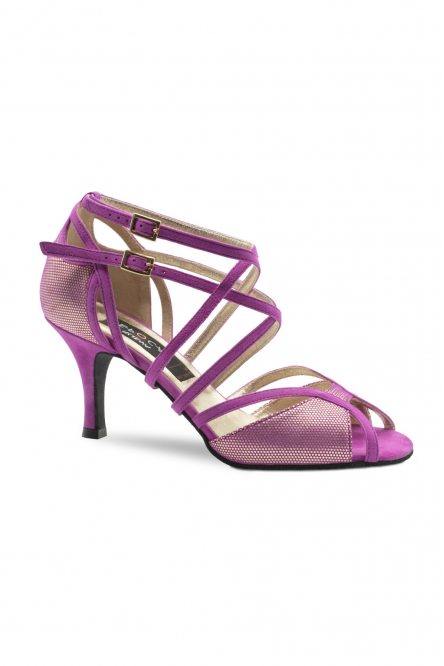 Women's dance shoes Penelope/Goat suede – fuchsia / gold for Argentine tango, salsa, bachata by Werner Kern