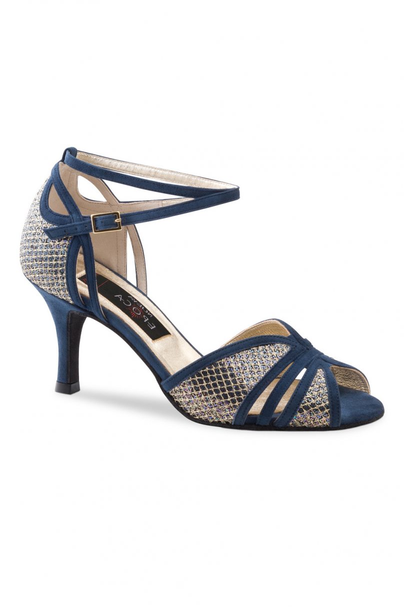 Social dance shoes Werner Kern model Donna/Suede blue/Brocade multicolour
