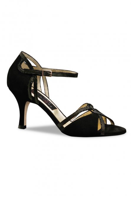 Women's dance shoes Christina LS/Suede/Shimmering suede black for Argentine tango, salsa, bachata by Werner Kern