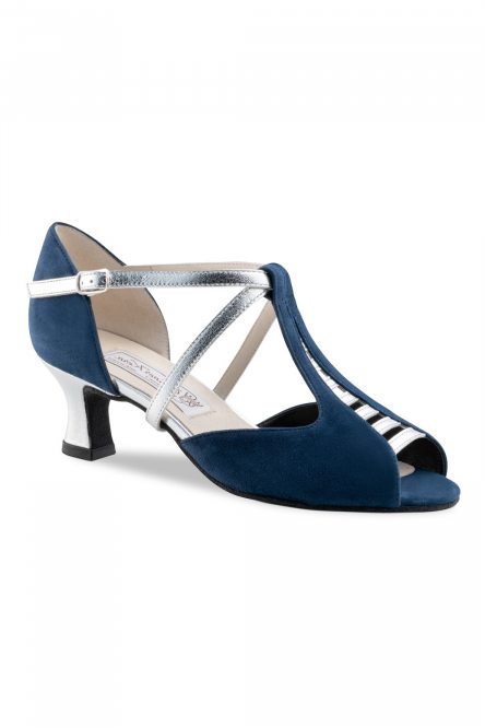 Social dance shoes Werner Kern model Holly/Suede blue/Chevro silver