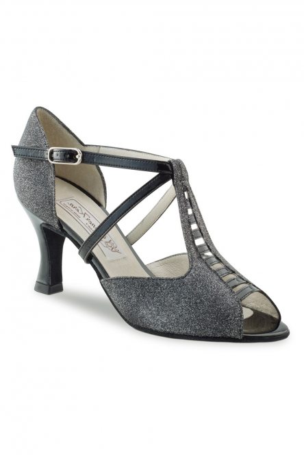 Social dance shoes Werner Kern model Holly/Brocade black-silver/Patent black