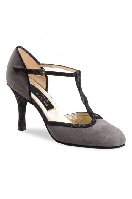 Social dance shoes Werner Kern model Josefina/Suede grey/Shimmering suede black