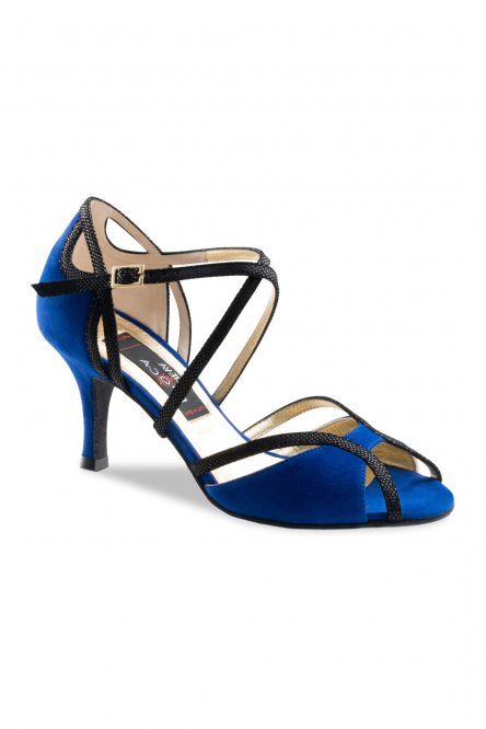 Social dance shoes Werner Kern model Maxima/Suede blue/Shimmering suede black